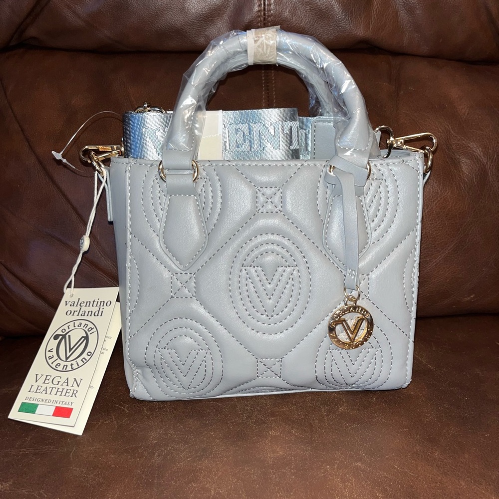 Valentino Orlandi Light Grey Mini Bag with Quilted unique Design